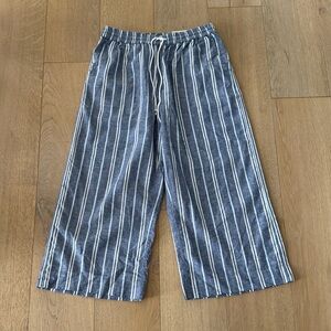 BeachLunchLounge Stripped Cropped Linen Cotton Pants Small